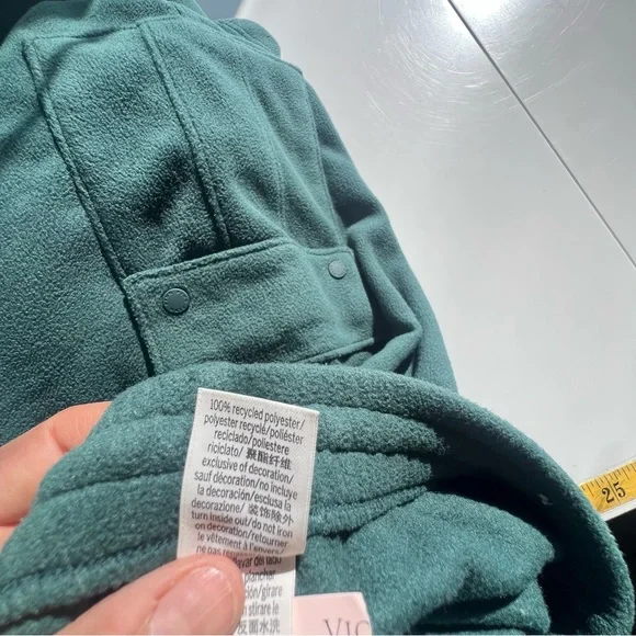 PINK Victoria’s Secret Deep Forest Green Fleece Wide Leg Cargo Joggers Sz M NWT - Picture 8 of 13